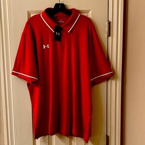 Under Armour Red Polo Shirt with White Trim